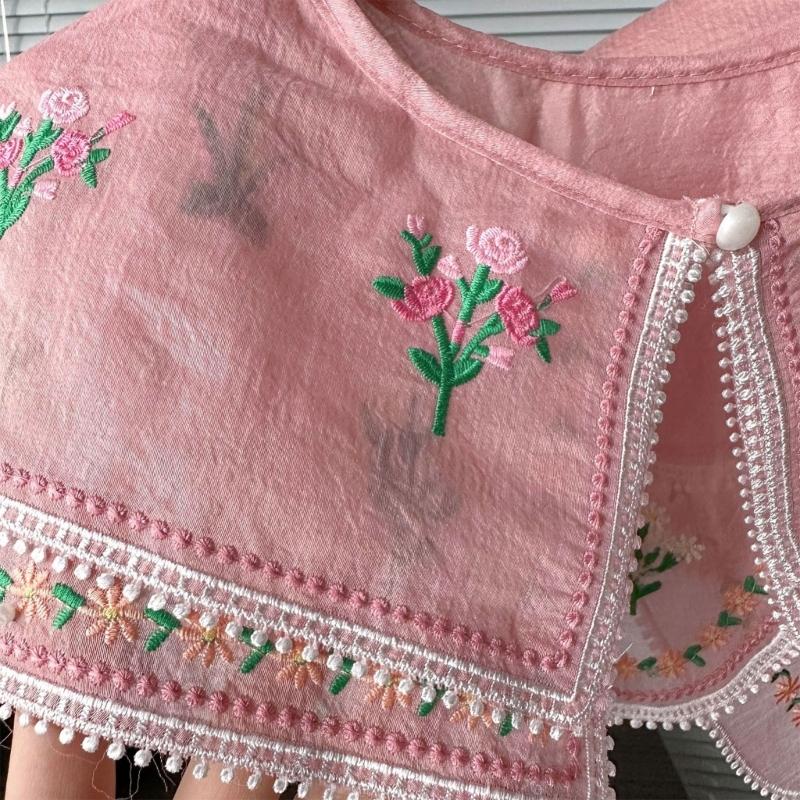 Embroidered Flower False Collar for Women Girls Elegant Detachable Faux Collar Blouse Collar Fashion Clothes Accessories