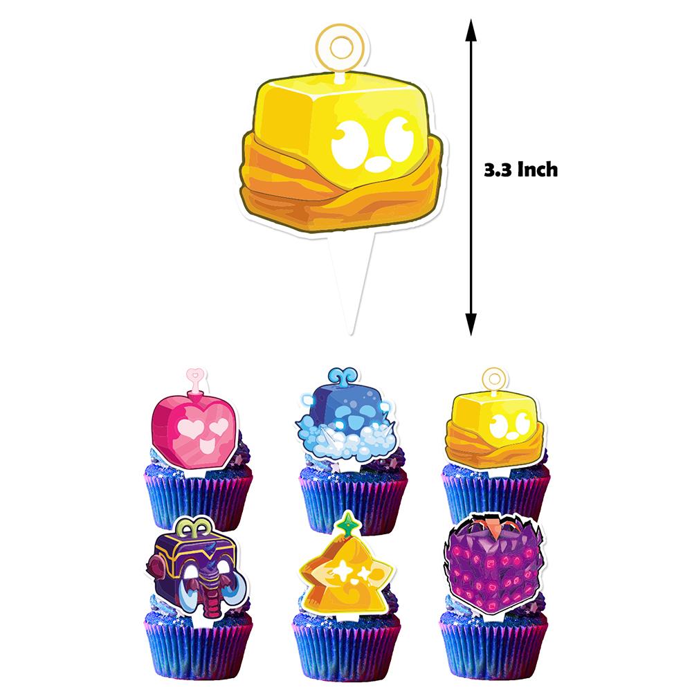 Blox Fruits Birthday Party Decoration Including Banner Cupcake Toppers Balloons
