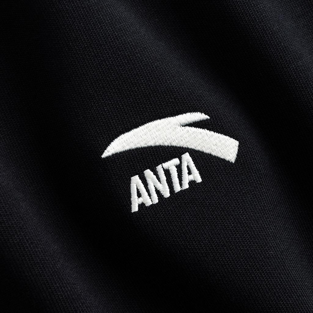 Anta Casual Fashion Trendy Sports Training Couple Knitted Sweatshirt Men sweatshirt Black 952538715-2