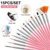 15Pcs/Set Multifunctional Nail Art Brush Acrylic UV Gel Drawing Dotting Manicure Nail Art Design Tools Gel Nail Brush