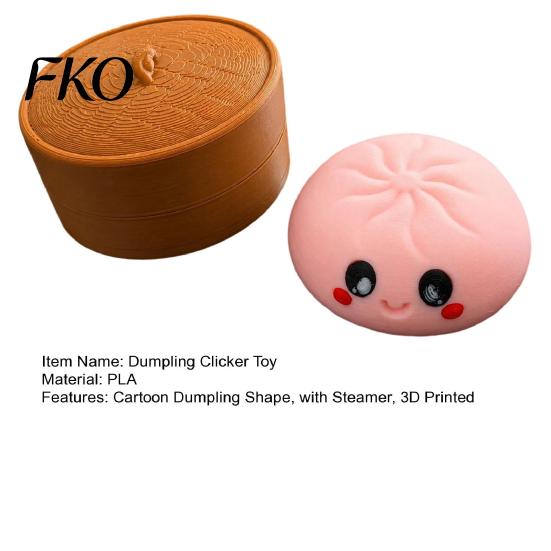 Knödel-Dekompressionsspielzeug Cartoon-Klicker mit Dampfgarer, 3D-gedrucktes lächelndes gedämpftes sensorisches Brötchen-Spielzeug, Form Finger für Stress