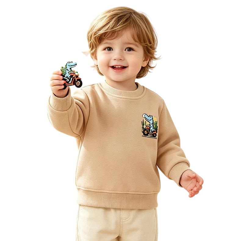 Boys' Long Sleeve Neck Sweatshirt with Animal Print for Fall Winter