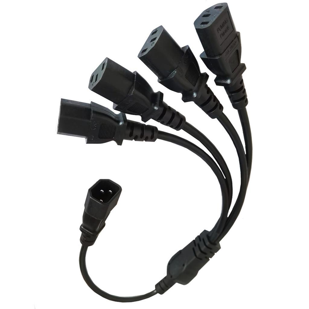 3-Prong C14 To IEC320-C13 Connector Adapter Cord Male Plug To Female Socket Converter Cable Y-splitter Power Wire Line