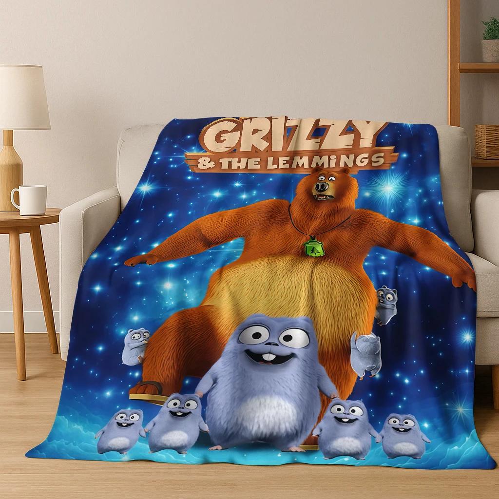 Coperta in Flanella Divertente dei Cartoni Animati Grizzy e i Lemming, Morbida e Accogliente Coperta da Divano per Casa Camera da Letto Letto Divano Coperta da Picnic Regalo per Bambini