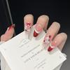 Red Wreath Cat Eye Bow French Christmas Nail Art Stickers - Handmade, Wearable, New Style