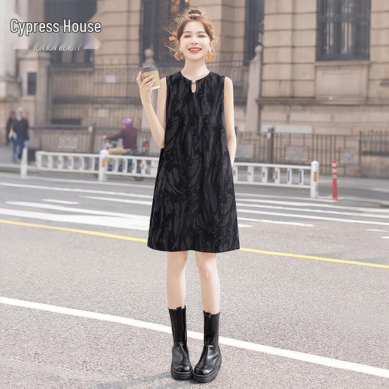 Sibo She Women s Elegant Round Neck A-Line Sleeveless Dress XL