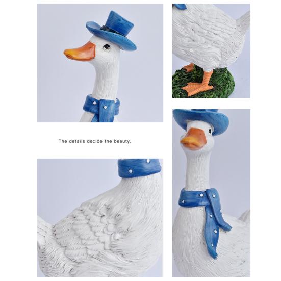 2Pcs Resin Duck Statue, Lightweight Waterproof Sun-Resistant Garden Decoration, Cartoon Style Duck Figurine for Home Courtyard Balcony Windowsill