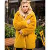 Womens Faux Fur Coat Stand Collar Winter Mid-Length Streetwear Light Luxury Outerwear