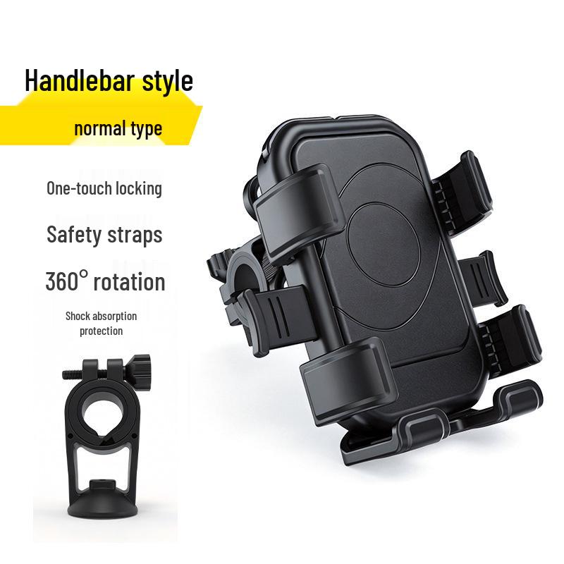Shockproof Phone Holder for Cycling, Mountain Bikes, Motorcycles & Scooters with Anti-Shake Straps & Fixing Bracket