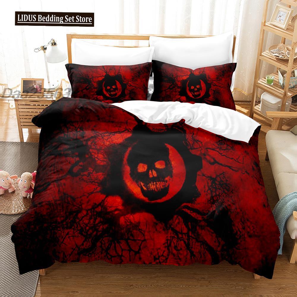 Dark Satanic Duvet Cover Set Satan Goat Inverted Pentagram Skull Bedding Set Full King Size Bed Set Bedroom Comforter Cover Set