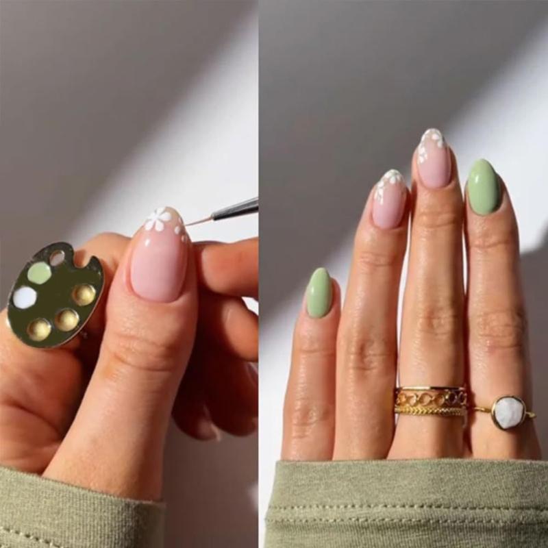 1/5 Pcs Nail Color Palette Nail Art Palette Fingertip Manicure Palette Ring Gel Polish Painting Plate for Salon Home Use