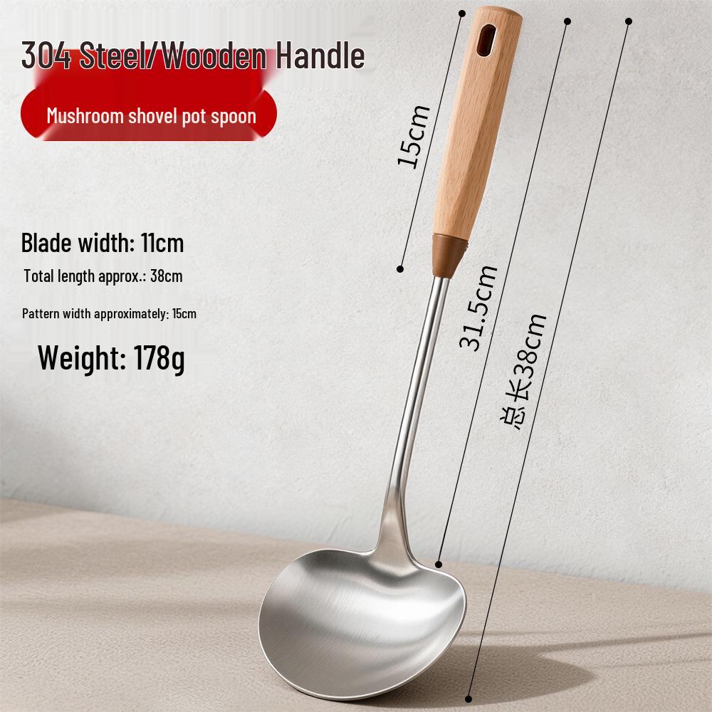 304 Stainless Steel Mushroom Spatula for Cast Iron Pans – Versatile Kitchenware: Frying, Stir-frying, Slotted, Soup, and Stirring Spoon.