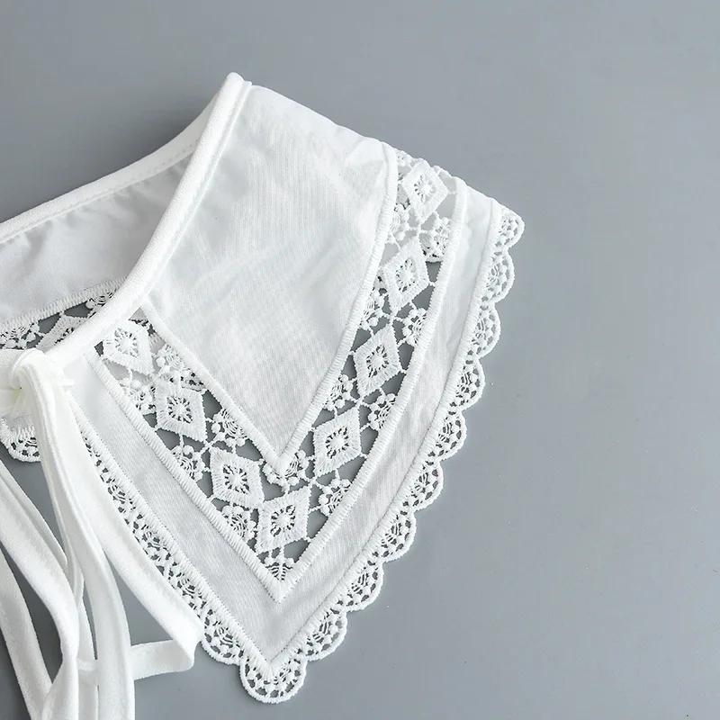 Lace Floral Printed Embroidery Fake Collar for Womens Shirt Hollow Out Floral Necklace Scarf False Detachable Collars