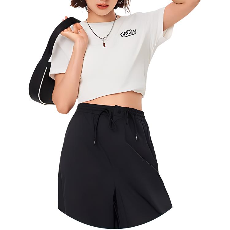 Li Ning Sports Lifestyle Series Letter Casual Breathable Comfortable Knitted Short Sleeve T-Shirt Women T-Shirts Off-White AHSU530-1