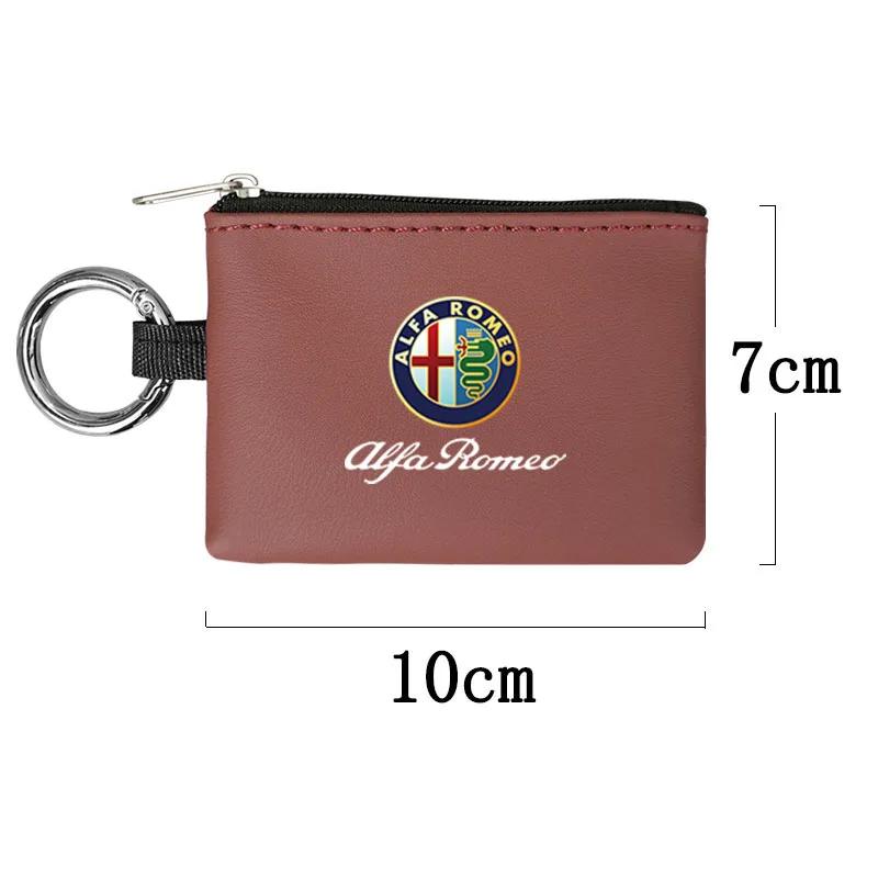 Car Stickers For Alfa Romeo Car Key Bag Leather Mini Coin Purse For Alfa Romeo 4C 159 Spider Giulia Giulietta 156 Tonale Mito 14