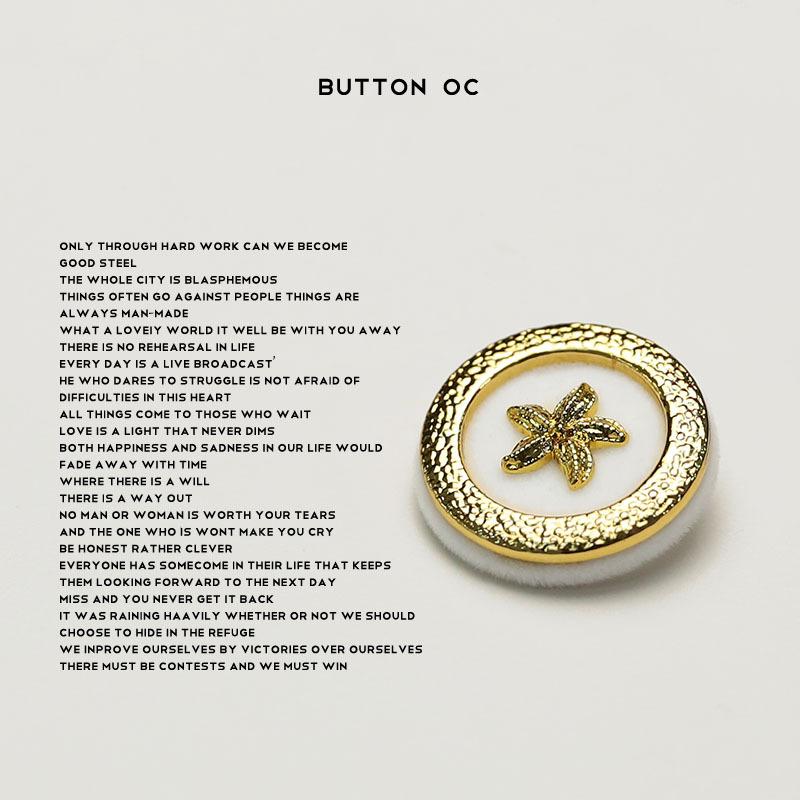 5Pcs Starfish Flocking Metal Buttons Double-Sided Nylon Coat Gold And Silver Clothing Buttons Women'S Clothing Jacket Buttons