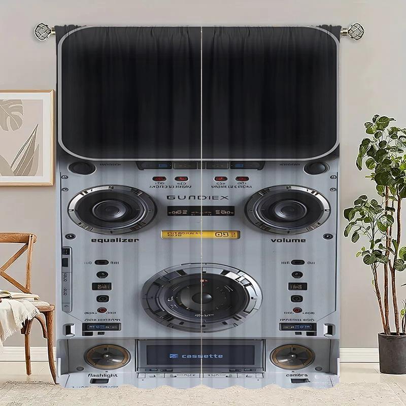 

Fashion Radio - Printed curtain, polyester semi-transparent 2pcs curtain - for living room decor, home decor (excluding poles) 29Wx64L(75x166CM)x2