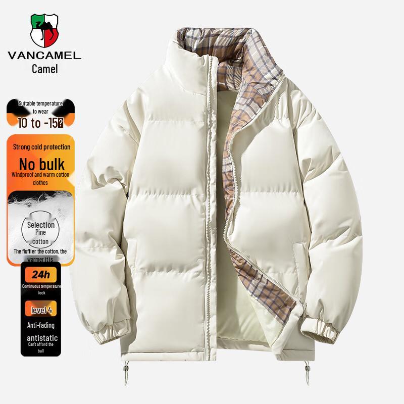 

VANCAMEL Unisex Winter Plaid Stand-Collar Puffer Jacket XL