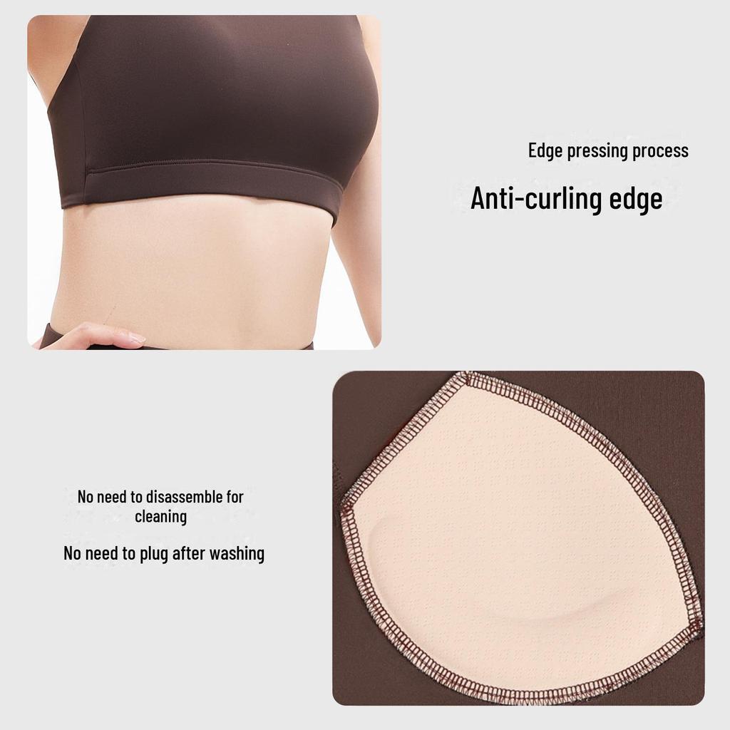 Juyitang Peach Shoulder Thin Strap 4D High Elastic U-Shaped Shockproof Gathered Sports Bra
