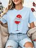 Christmas Wine Glass Graphic T‑Shirts Santa Hat Wine Shirts Christmas Drinking Tee Xmas Party Graphic T-Shirts Wine Lover Gift