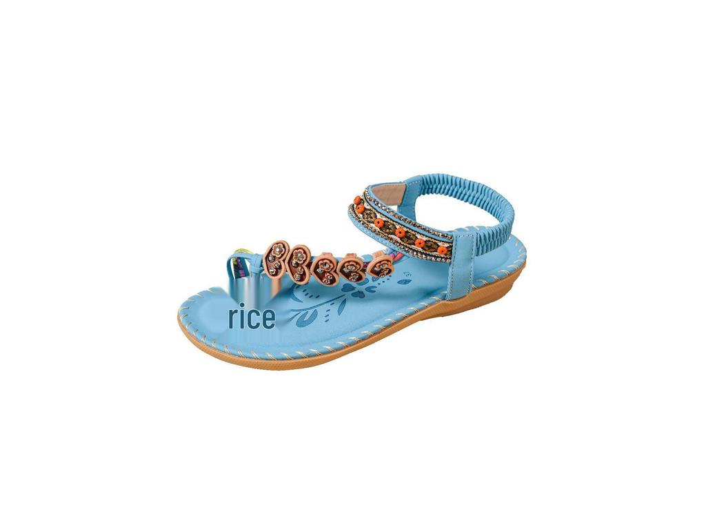 Bohemian Ethno Damen Perlen Sommer Strand Sandalen