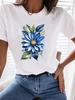 (Asian Size) Print flower butterfly trend Women Tee Top T Shirt Woman Fashion Female Short Sleeve Clothing Graphic T-shirts