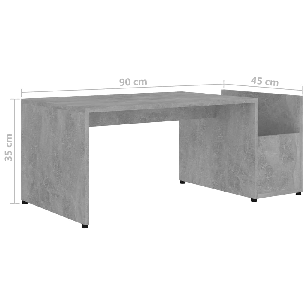 Coffee Table Concrete Grey 90 x 45 x 35 cm Particleboard
