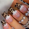 24 Piezas Uñas Postizas a Presión con Purpurina Diseños de Leopardo Cobertura Completa Uñas Acrílicas Artificiales Manicura Nail Art para Mujeres