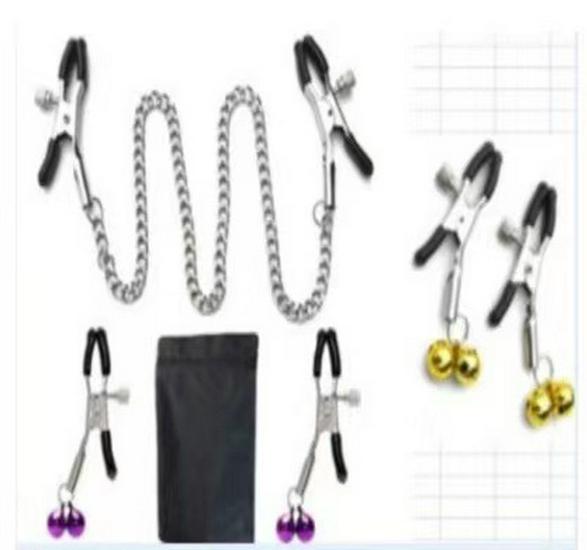 Triple-Bell Nipple Clamps Set for Women's Sensual Play and SM Experience
