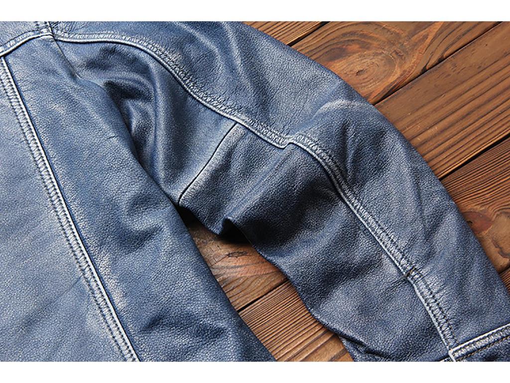 Men's Retro Stone Ground Leather Jacket - Storm Rider Cowhide Lapel Outerwear