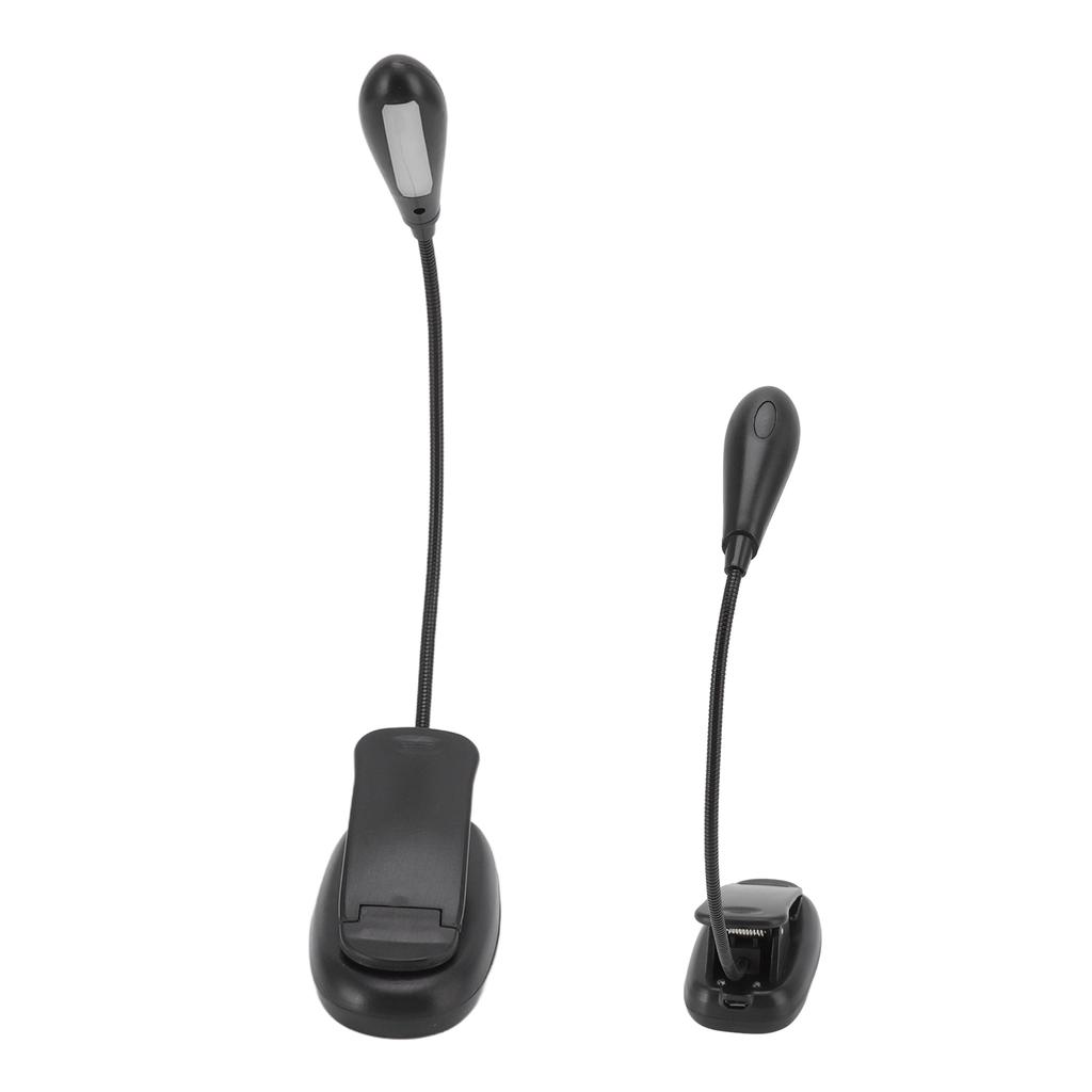 Klemme-lampe Svart 9 Nivåer 7 Lamper Sammenleggbar Fleksibel Svanenhals USB Oppladbar LED Klemme Bord
