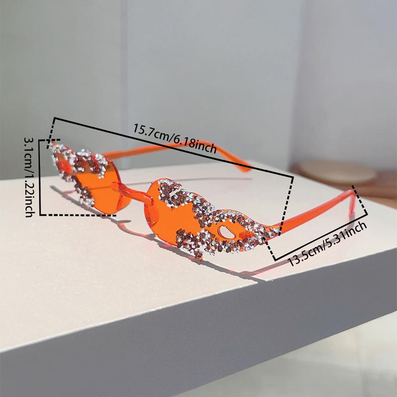 Fashion Rimless Fire Design Shades Women Candy Color Decor Party Sunglasses Chic Crystal Shiny Beach Pink Sun Glasses