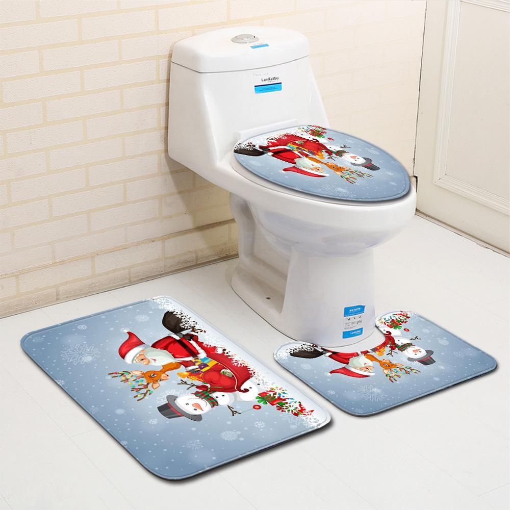 Weihnachts-Badezimmer-Bodenmatte Toilette Dreiteiliges Set