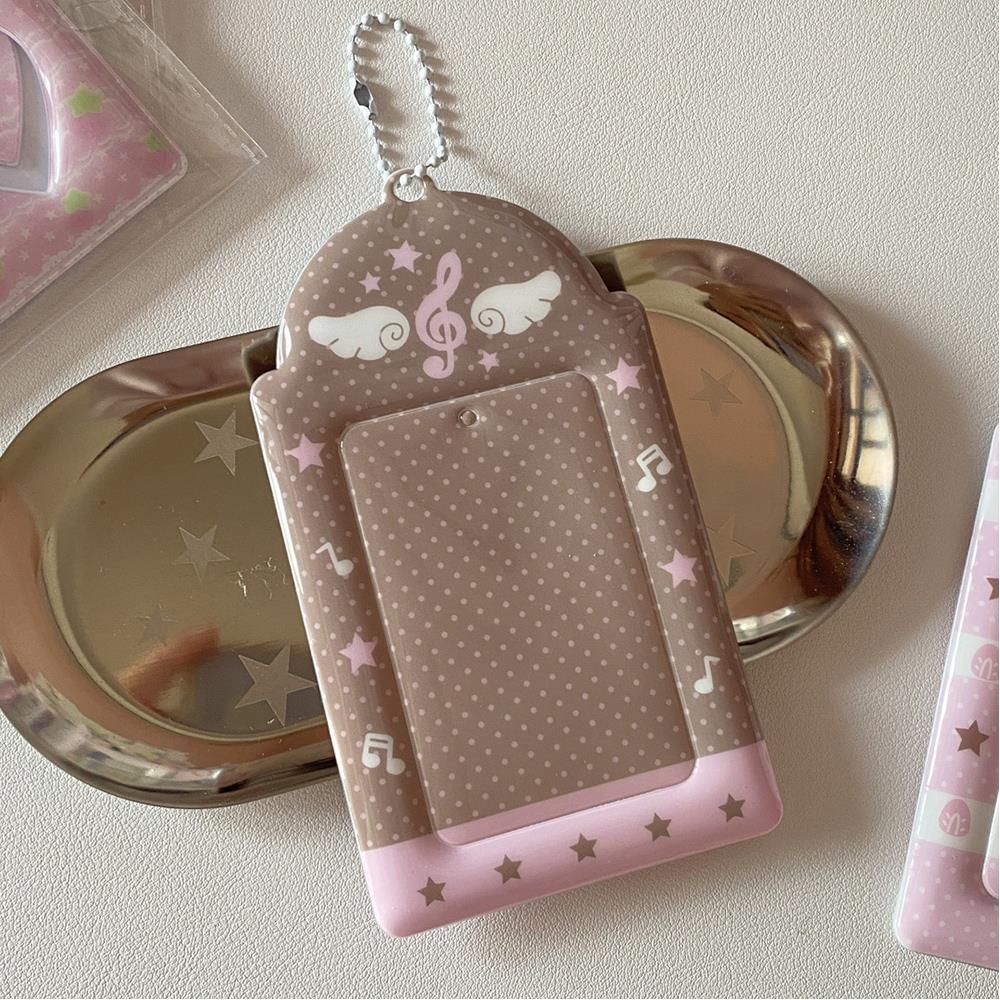 

Strawberry 3inch Photocard Holder DIY INS Photo Cover Sweet Pink Notes Wings Card Cover Display Pendant Small Card Holder