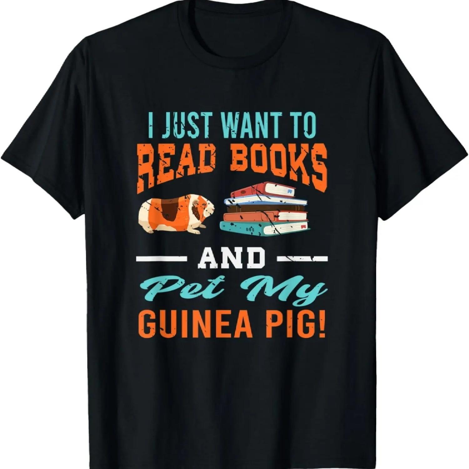 Animal Book Reading Librarian Gift Guinea Pig T-Shirt S