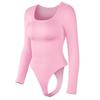 Nahtloser Square Neck Langarm Tummy Control Po-Lifting Taillenraffender Bodysuit Formwäsche
