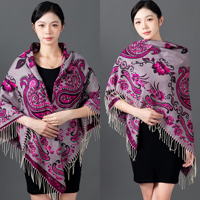 Écharpe en cachemire et mohair pour femme, couleur unie, polyvalente, simple, imitation pompon, chaude, 140 x 140 cm, nouvelle collection automne et hiver