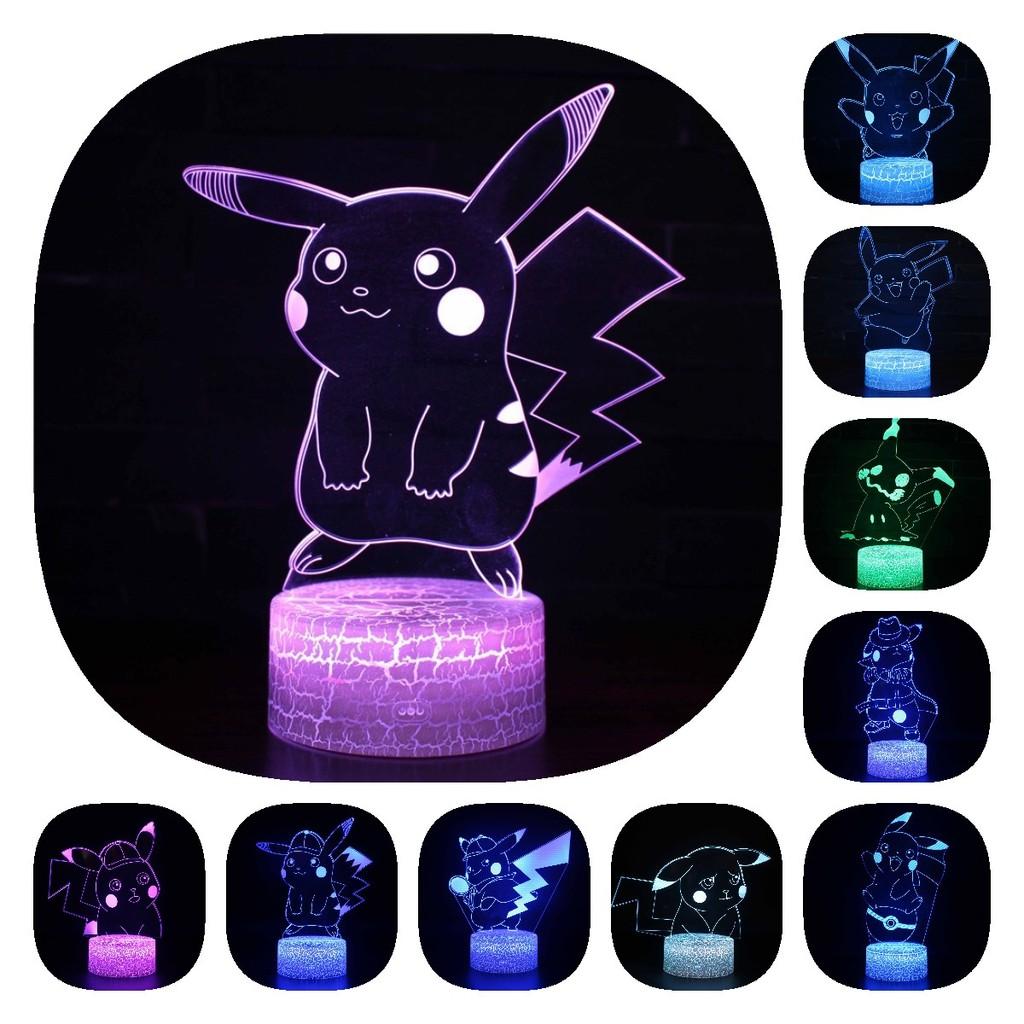 Creative 3d Pikachu Night Light Cute Table Lamp Colorful Atmosphere Lamp Gift Idea