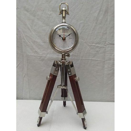 Antique Nautical Clock W/Tripod Stand Table Clock Vintage Style Christmas Gift