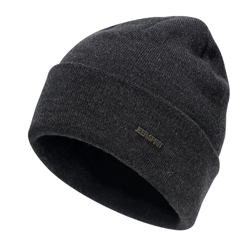 JEEP Unisex Wool Blend Warm Knitted Beanie Hat One Size темно-серого