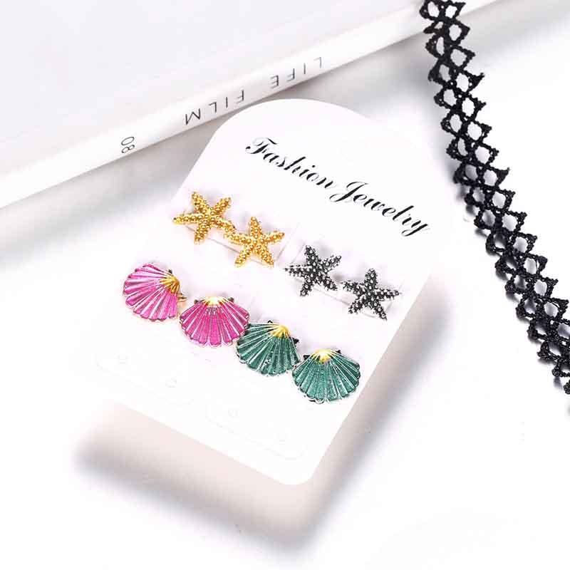 Exquisite Starfish And Shell Stud Earrings Featuring Stunning Mermaid Aesthetic