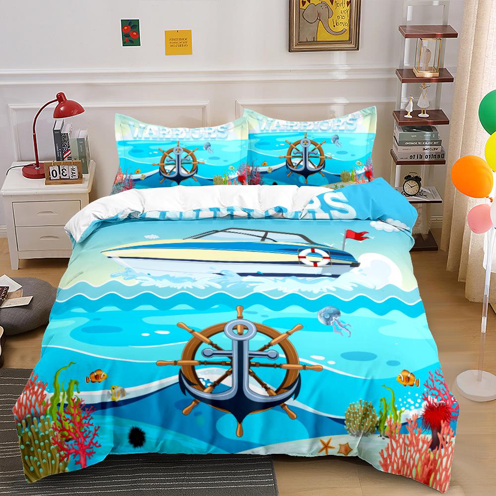 

Sailing Sailing Anchor Digital Print Brushed Three-Piece Bedding Duvet Cover Pillowcase 135*200/50*75*2