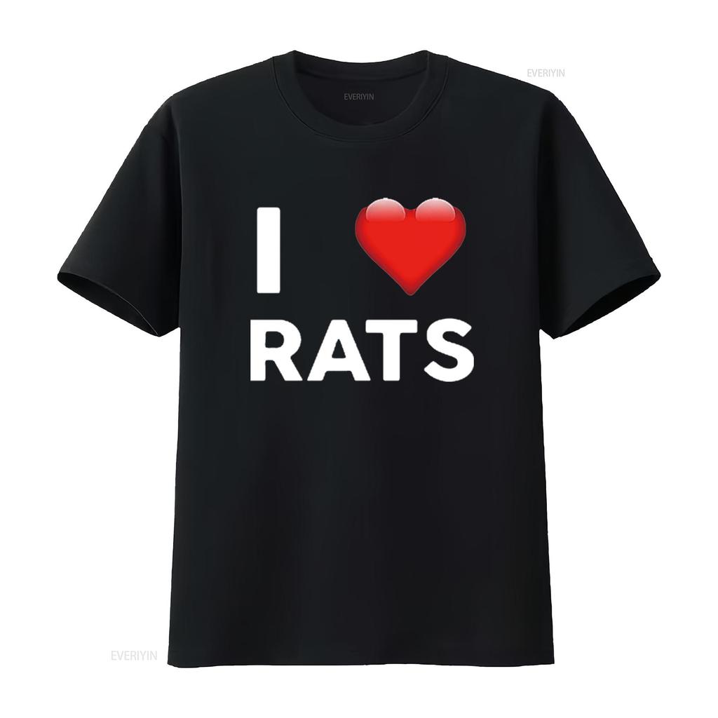 Mens I Love RATS T Shirt Heart RAT Black vintage Washed streetwear graphic Breathable Comfortable homme Casual