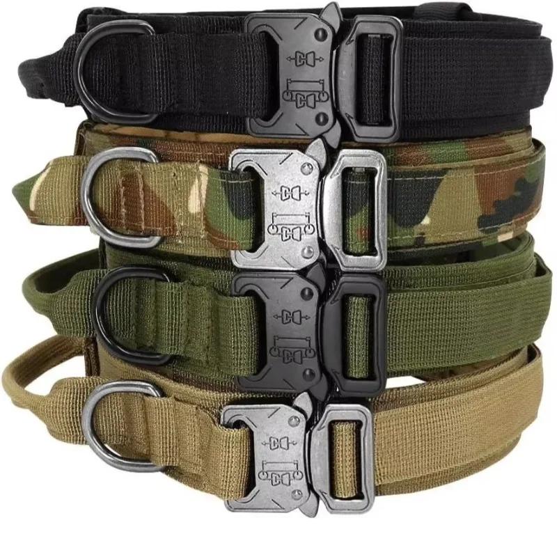 Tactical Smoky Green Dog Collar -Heavy-Duty Nylon with Quick-Release Buckle & Soft Padded Lining for Walking Training Dog Collar