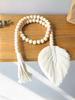Wood Bead Rope Macrame Leaf Wall Hanging Home Decor Rustic Tassel Wall Decor Handmade Room Ornament Boho Home Decoration Gift