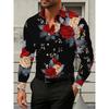 New Fashion Men's Long Sleeve 3D Flower Printed Shirt