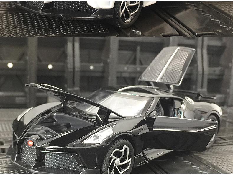 Haodi A3201 Black Night Bugatti Model with Sound & Light, Pull-Back Action, and 4 Opening Doors