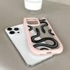 Cat Ear Soft Phone Case for iPhone 16 15 14 13 12 11 Pro Max Plus XR X TPU Anti-Drop Transparent Acrylic Back Cover NY25 Black Gold Snake design