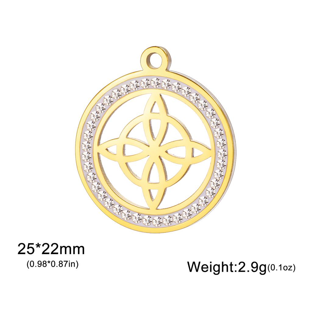 Teamer Irish Witch Knot Clear Zircon Round Pendant for Jewelry Making Necklace DIY Stainless Steel Celtics Knot Charm Wholesale