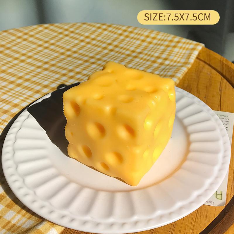 Großer Käse Quetschspielzeug Dehnbar Jumbo Fidget Squishy Käse zur Stressbewältigung Kinderspielzeug Heimdekoration Angst Geschenk